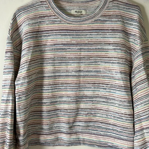 Madewell Bubble-Sleeve Crop Top in Rainbow Stripes Size Large - Picture 3 of 10